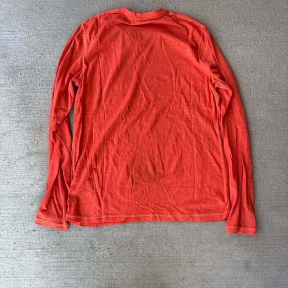 Icebreaker Men’s Merino Wool Long Sleeve Base Layer Shirt Size Small Orange - Picture 2 of 5